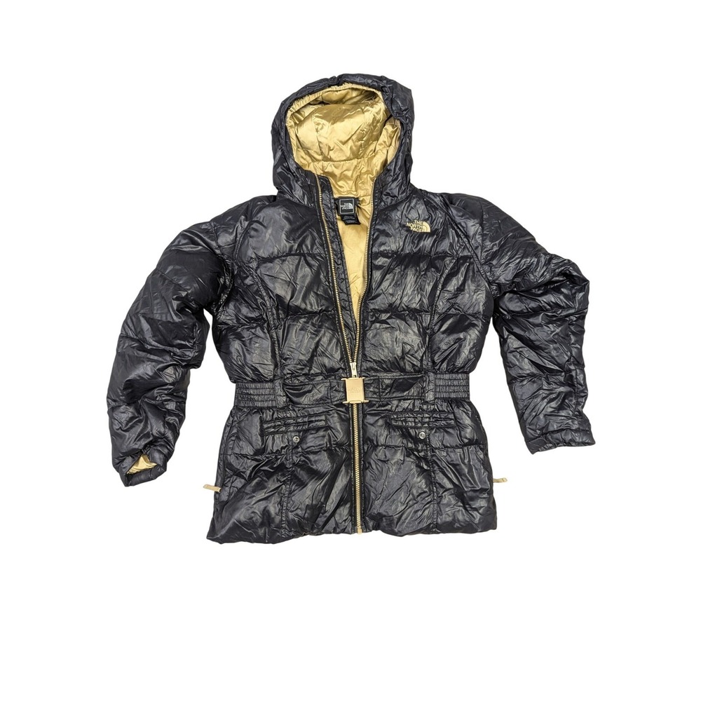 The North Face Girls XL/TG (18) Black Down Puffer Hooded Belted‎ Jacket